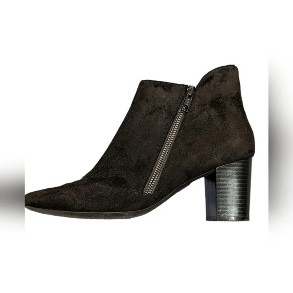 Rockport Black Micro Suede Ankle Boots Size 7 Block Heel Side Zip Closure Gail - Picture 8 of 16